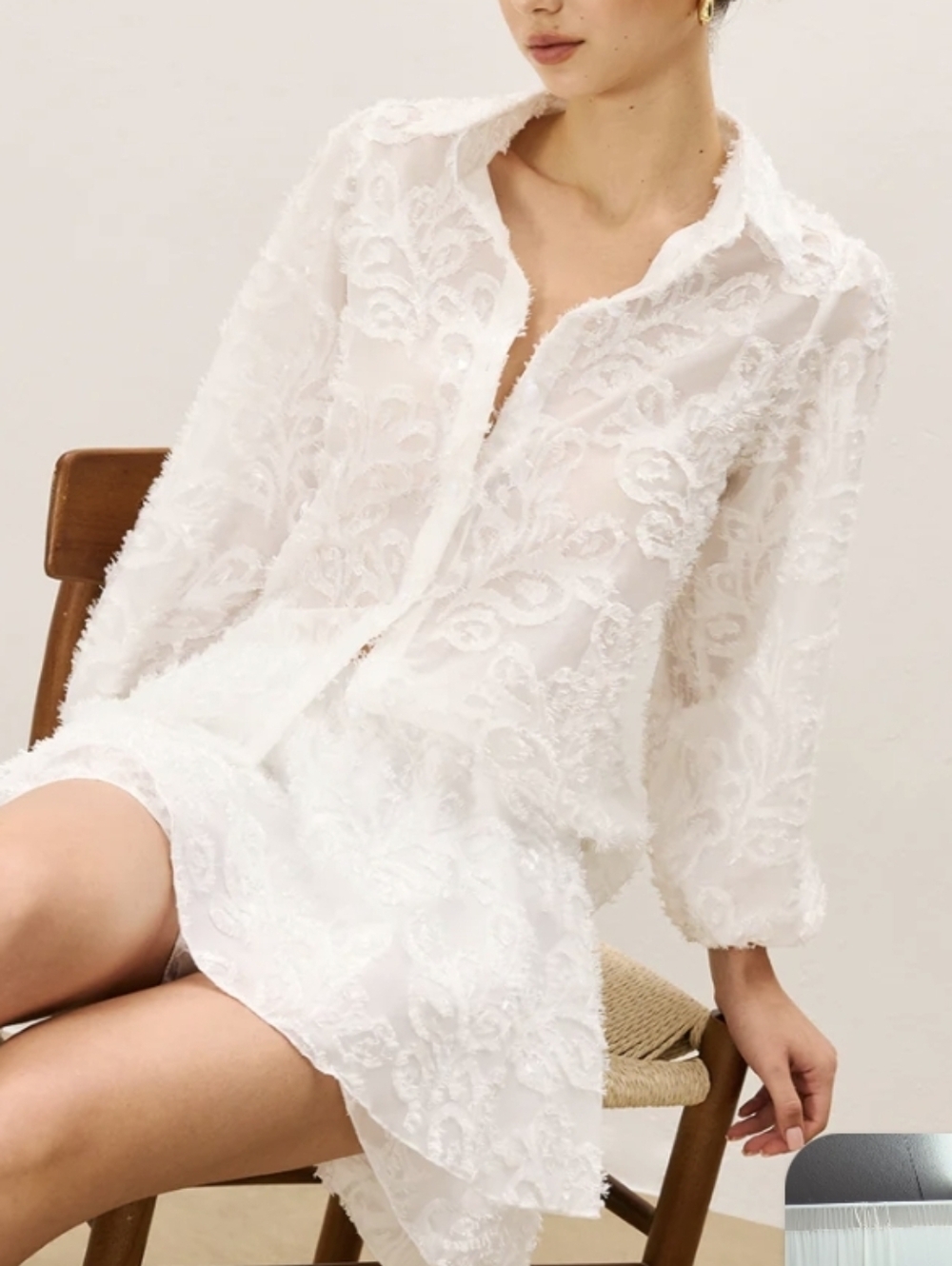 Commense Sheer Lace Top + Shorts Lace Embroidered Sheer 2-PC Set L NWT - Picture 2 of 5